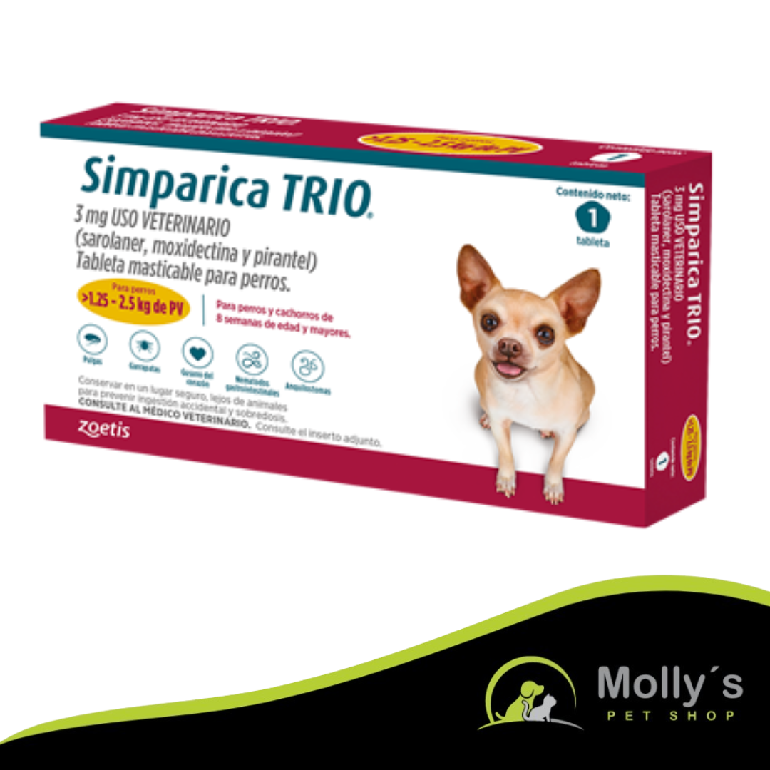 Simparica Trio Antiparasitario Perro 1.3 - 2.5 Kg