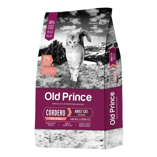 Old Prince Novel Gatos Adultos Esterilizados Sabor Cordero 7.5 kg