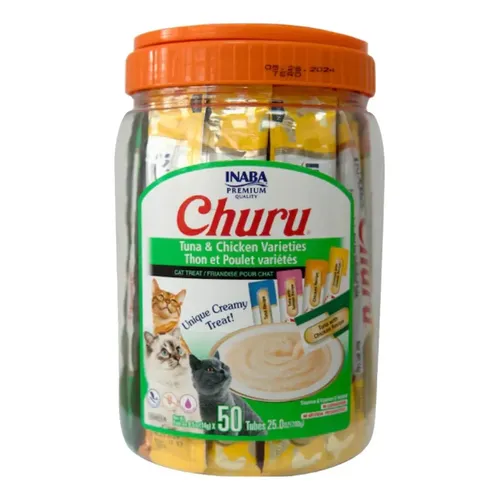 Inaba Cat Snack Churu Bombonera 50 Piezas Variedad Atún y Pollo 700 gr