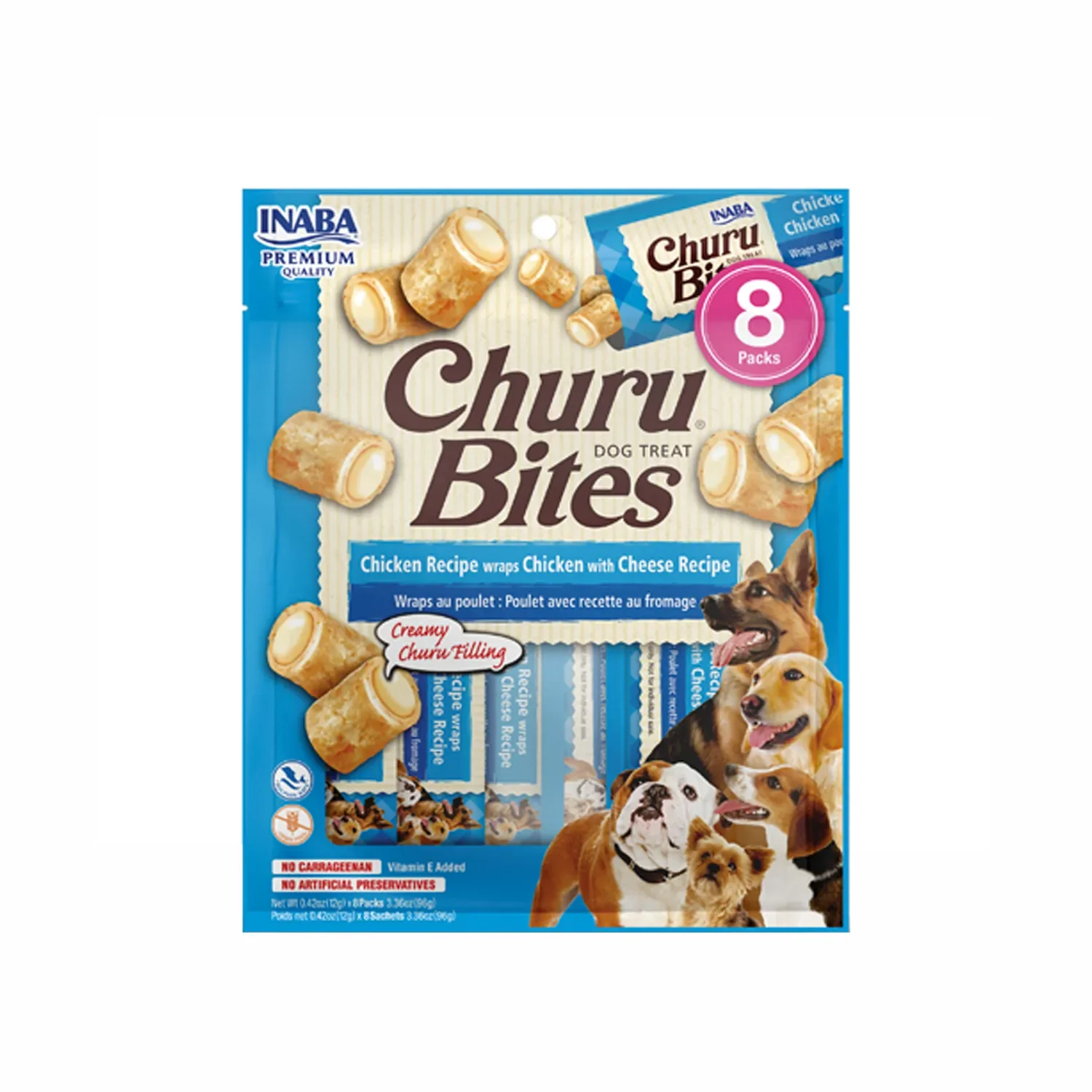 Inaba Dog Snack Churu Bites Pollo Wraps 8 Piezas - Pollo con Queso 96 gr