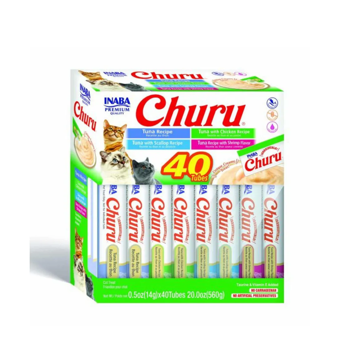 Inaba Cat Snack Churu Caja 40 Piezas Variedad Seafood 560 gr